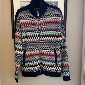 MISSONI  NWOT Men's Med Multi-Chevron Jersey Track Jacket. Full zip up. Pockets